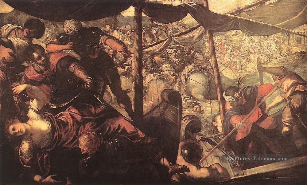 Bataille entre Turcs et Chrétiens italien Renaissance Tintoretto Peintures à l'huile